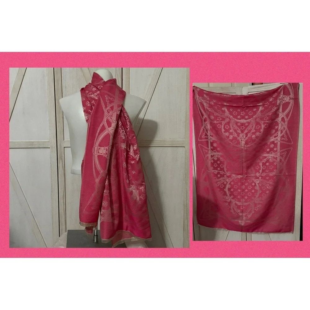 Pink Graphic Print Scarf Womens Neck Wrap‎ Shawl Lightweight Accessory